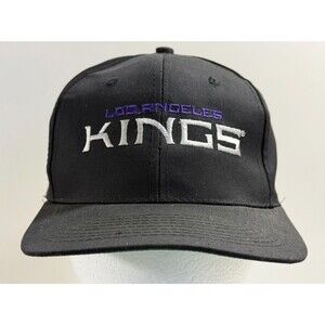 Vtg Los Angeles Kings Headmaster Embroidered Black Snapback Hat 90s Y2K